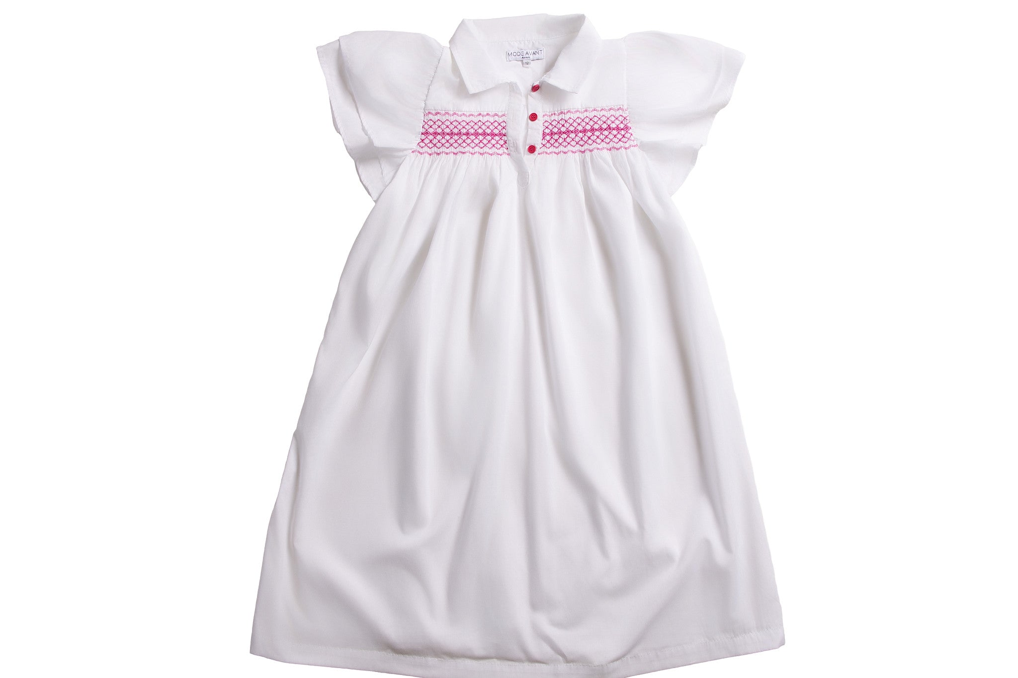 Smocked dress with hot pink