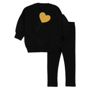 Yellow heart blk set
