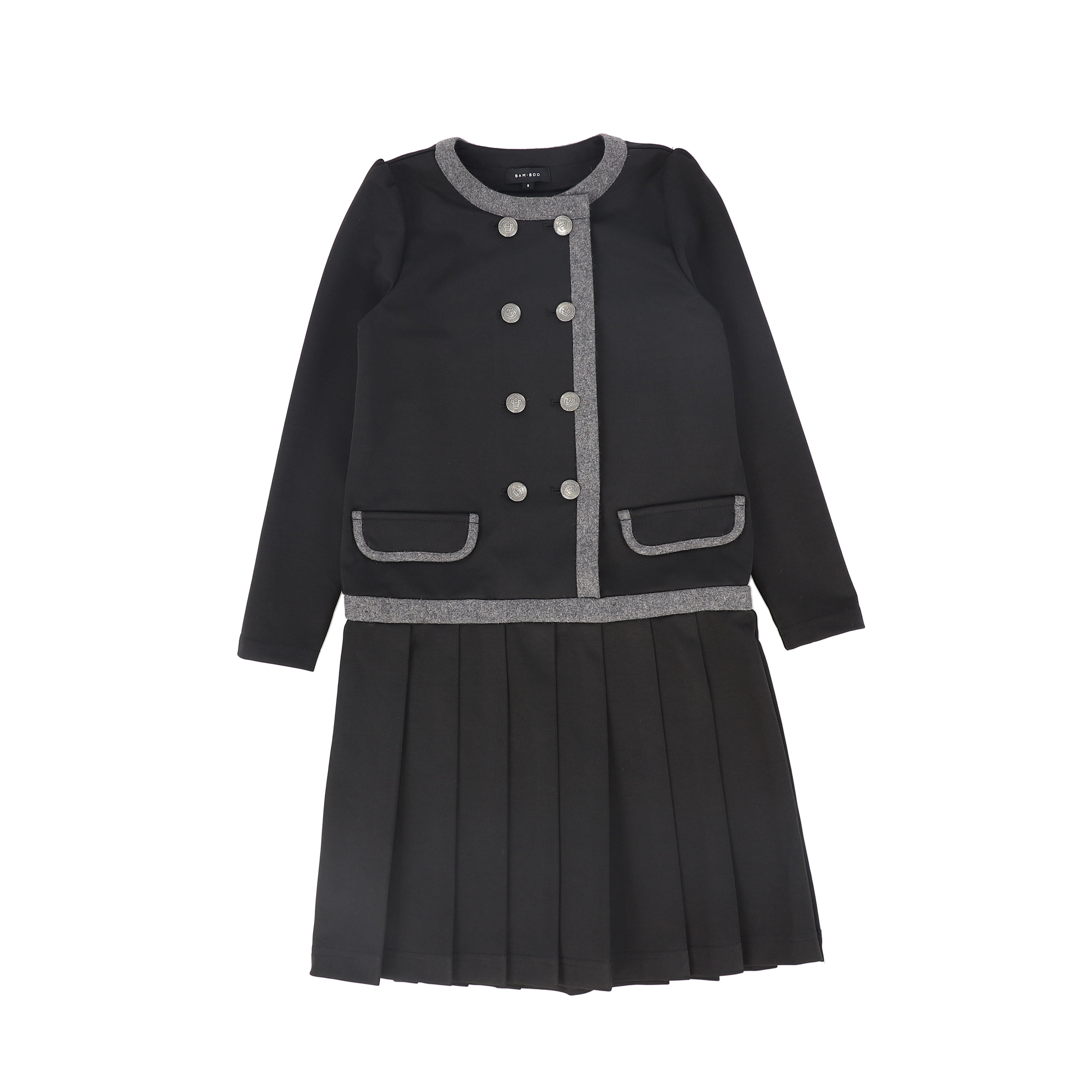 double breasted pleated dress