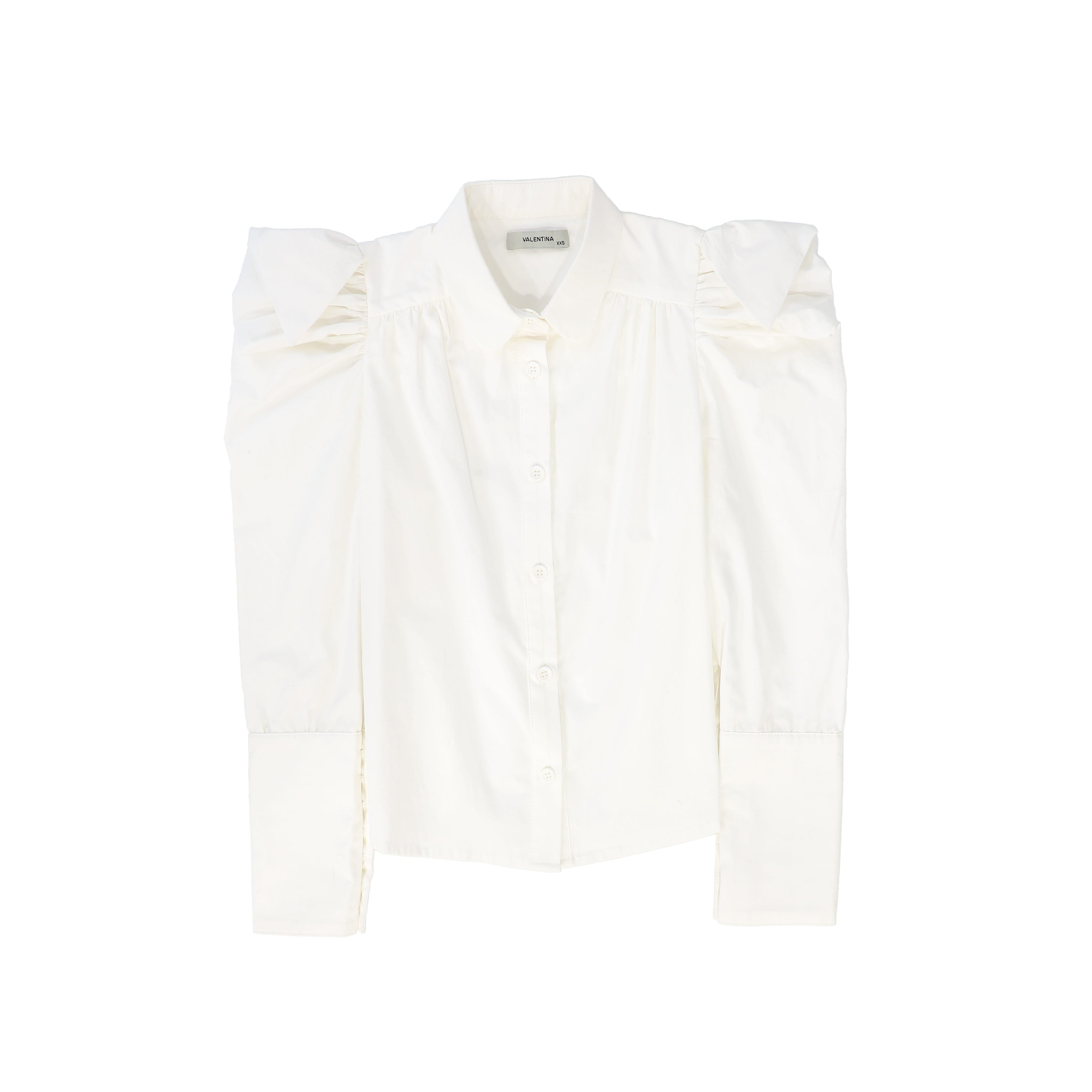 Pointed shoulder puff blouse