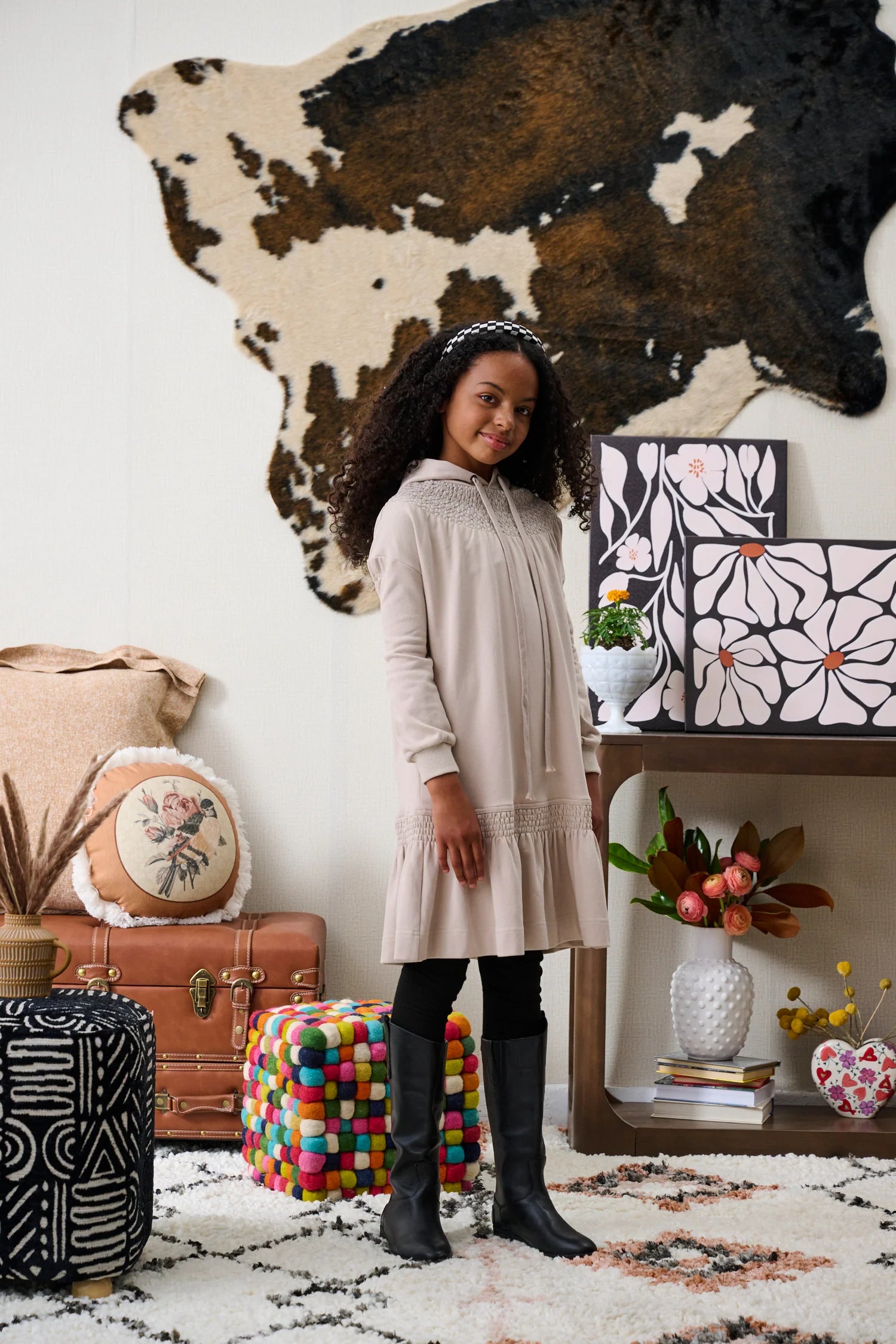 Beige sweatshirt dress