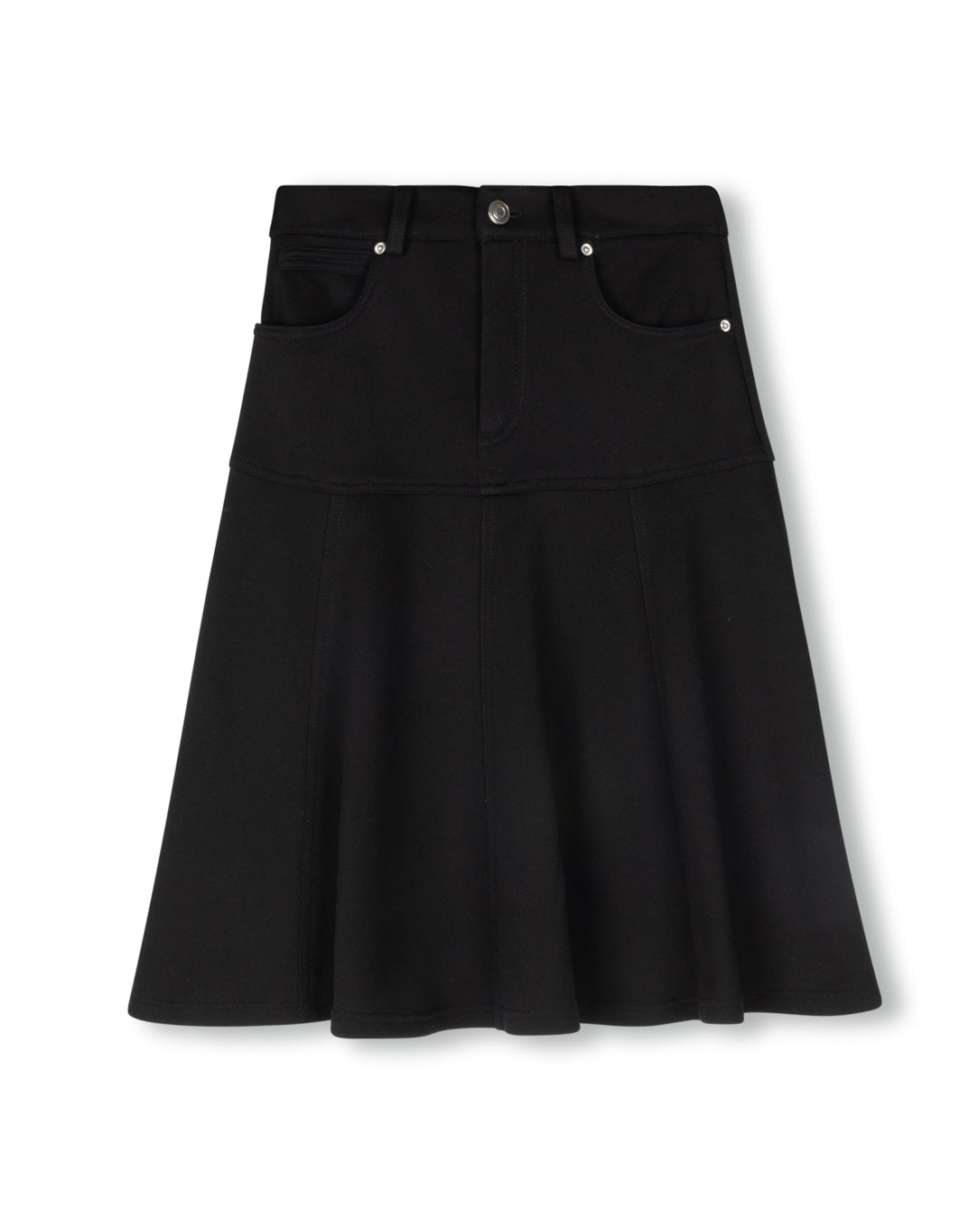 sweatshirt flyfront flair skirt