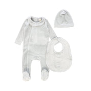 Velour collar footie and bib
