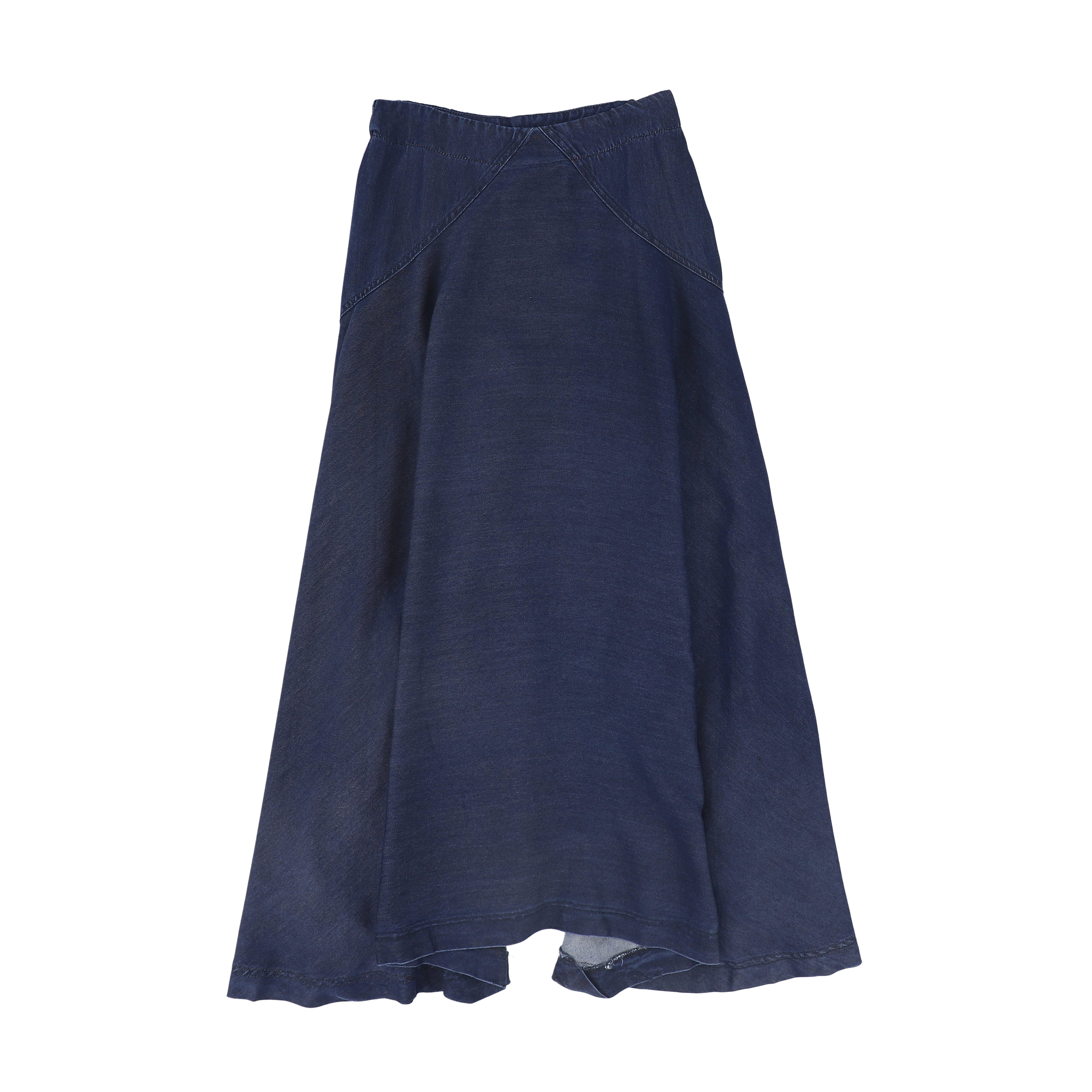 Denim diagonal stitched maxi skirt