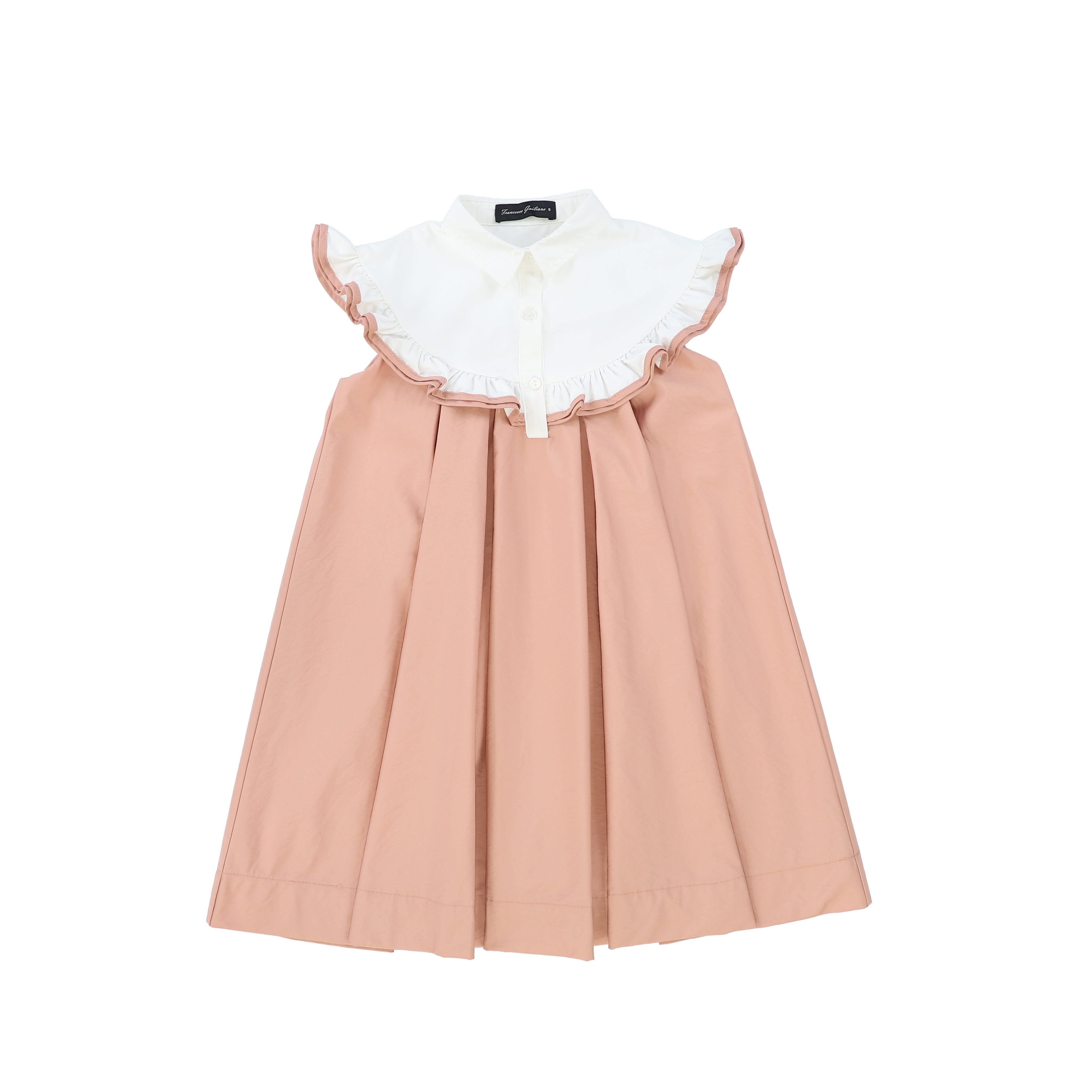 Piped ruffle trim collar dress