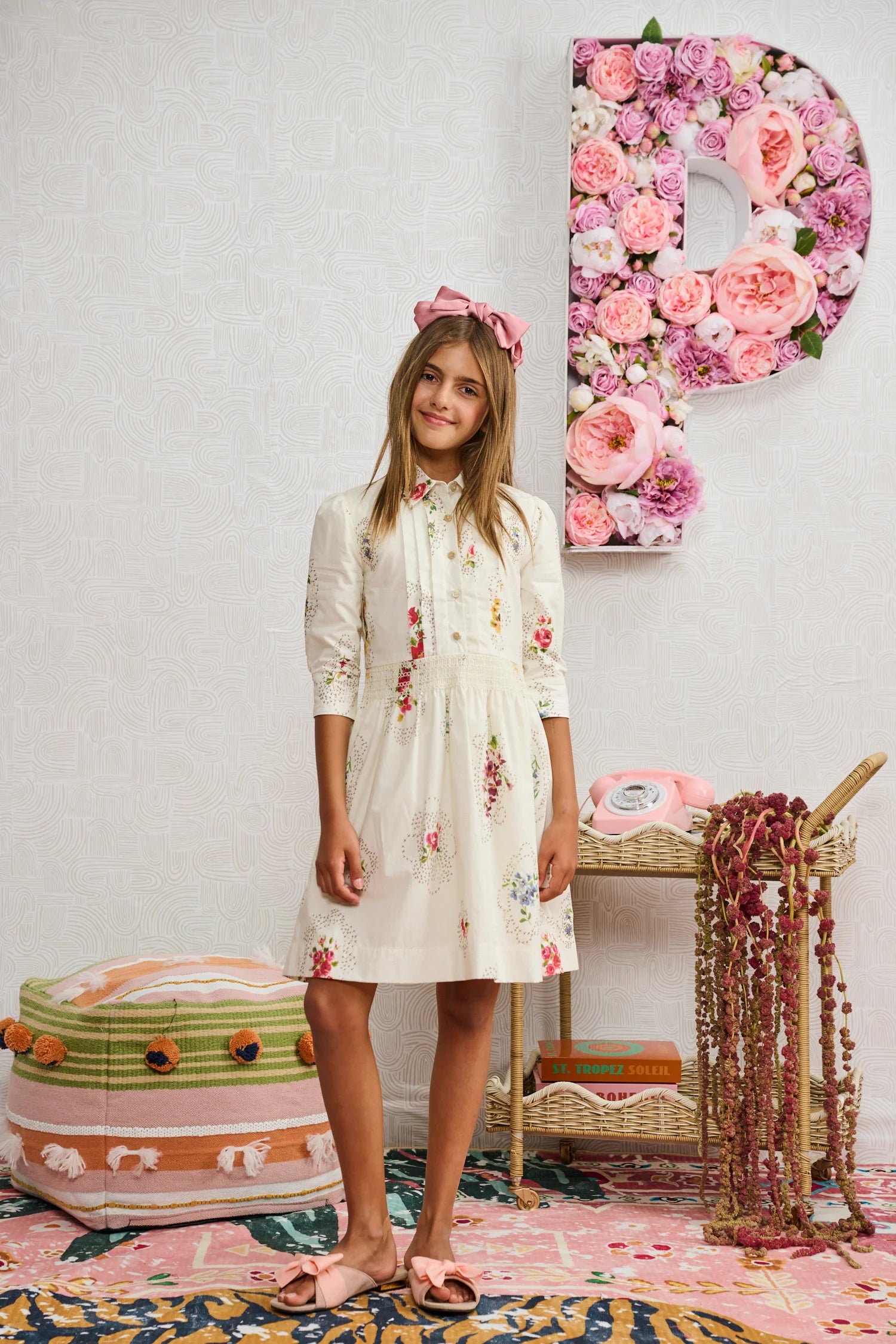 White Floral Design Dress