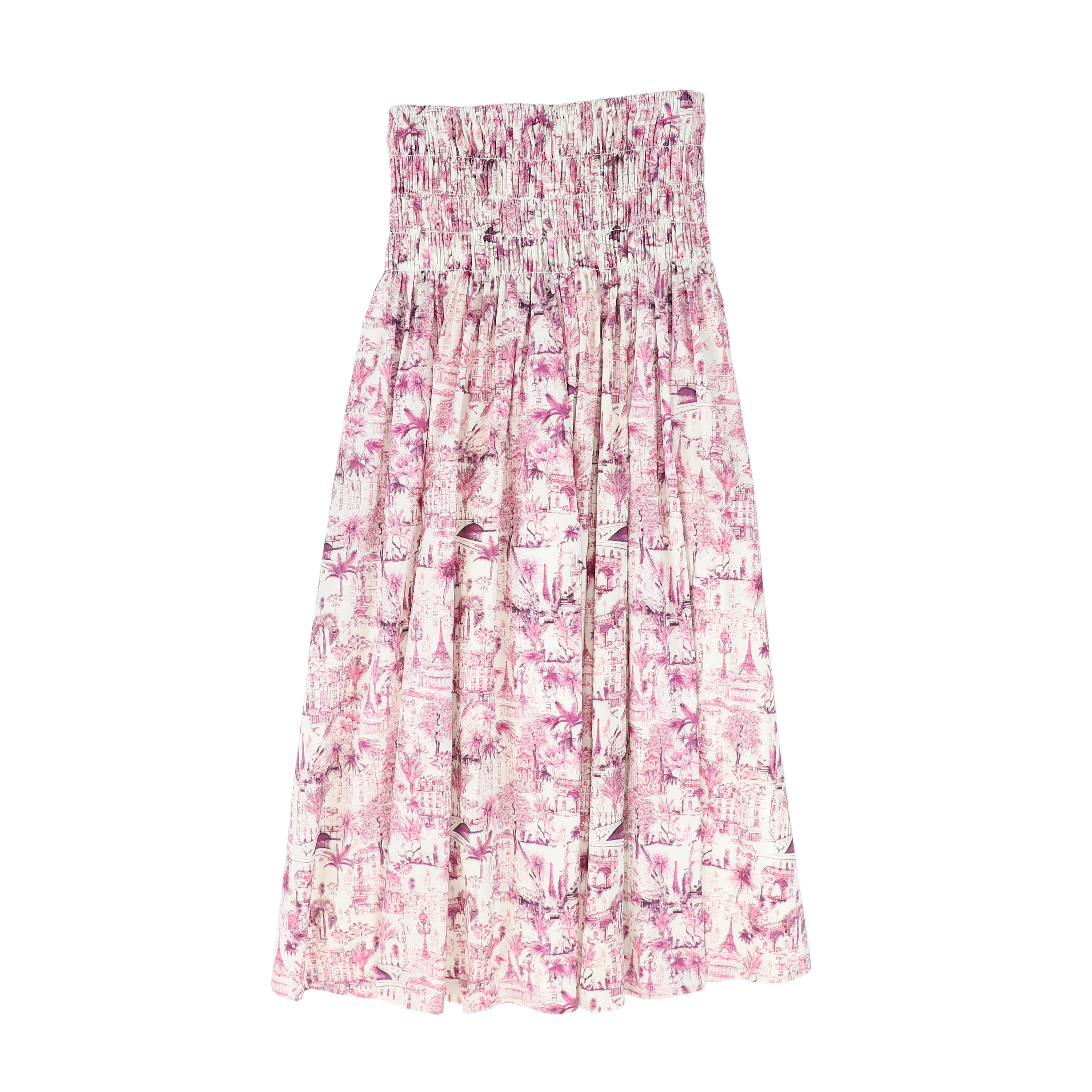 printed smock waist skirt