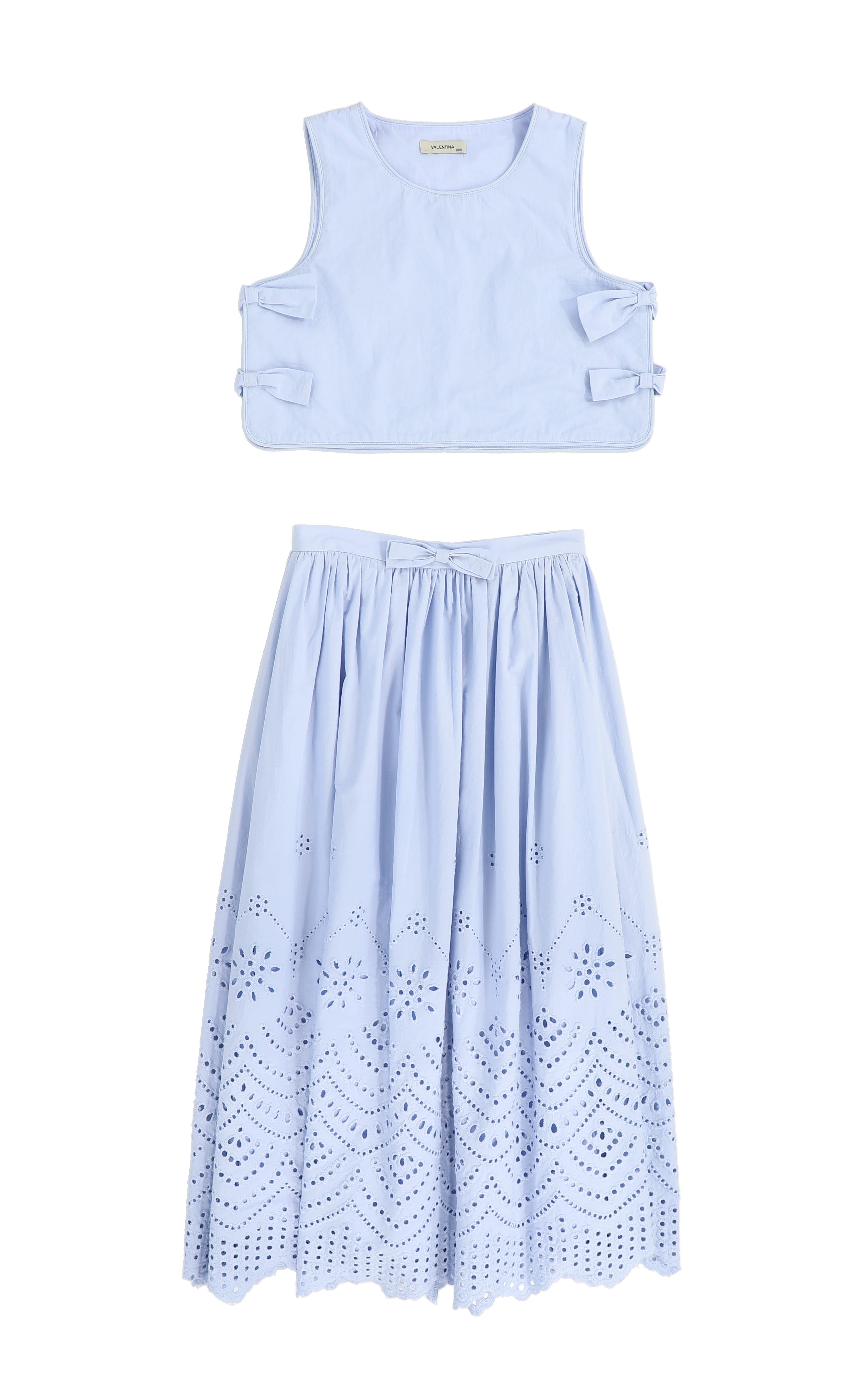Bow vest w/ eyelet skirt