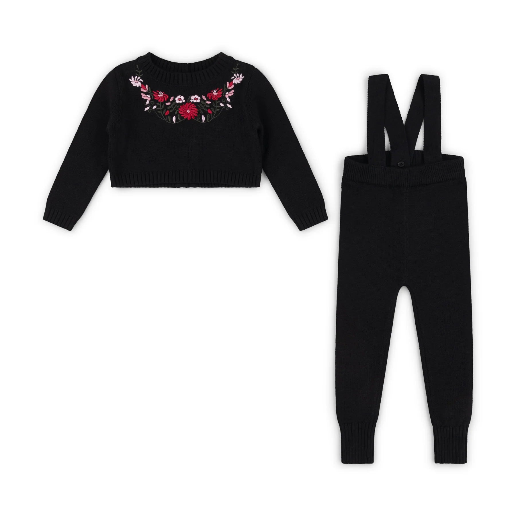 embroidered baby girl suspender set