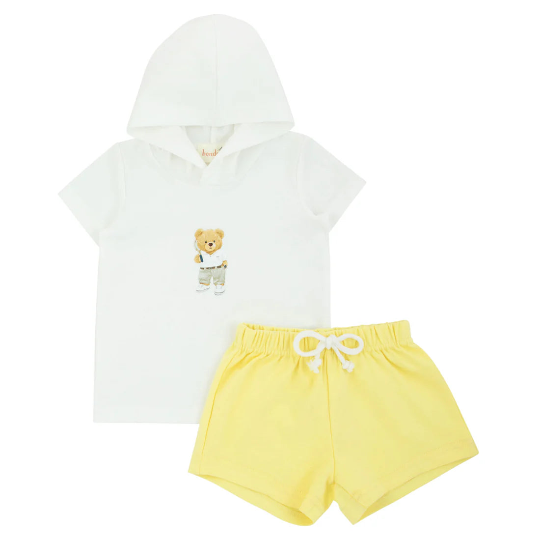 yellow boys bear hoodie set