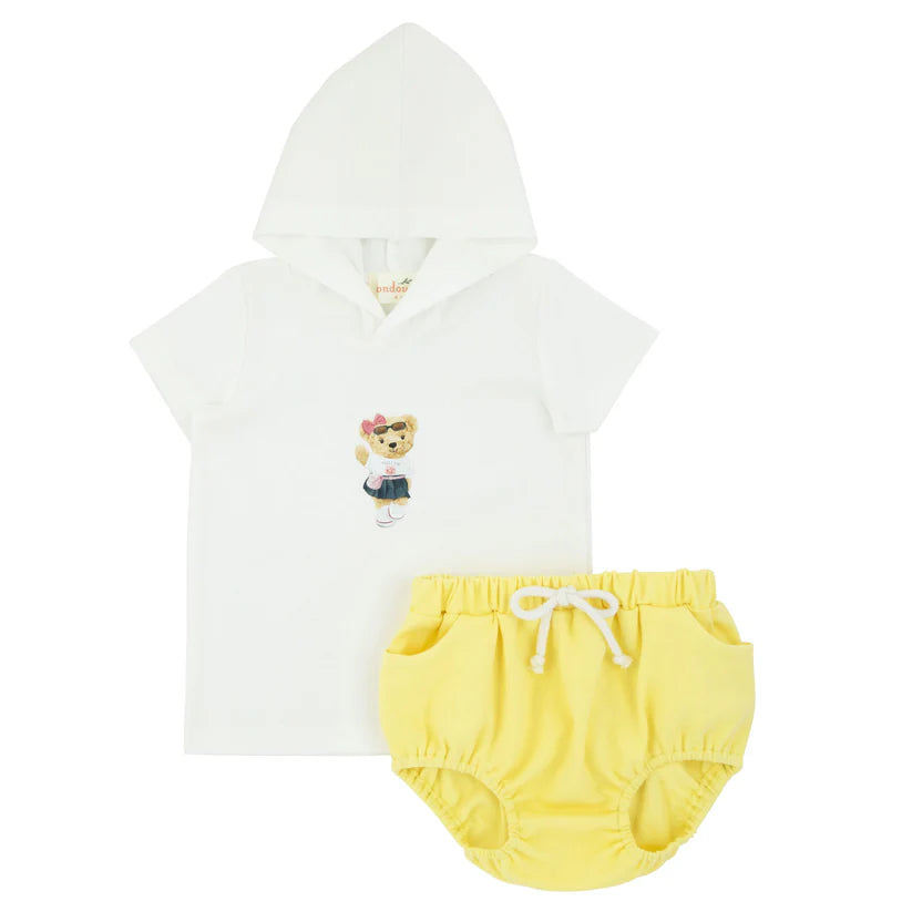 yellow bear girls hoodie set