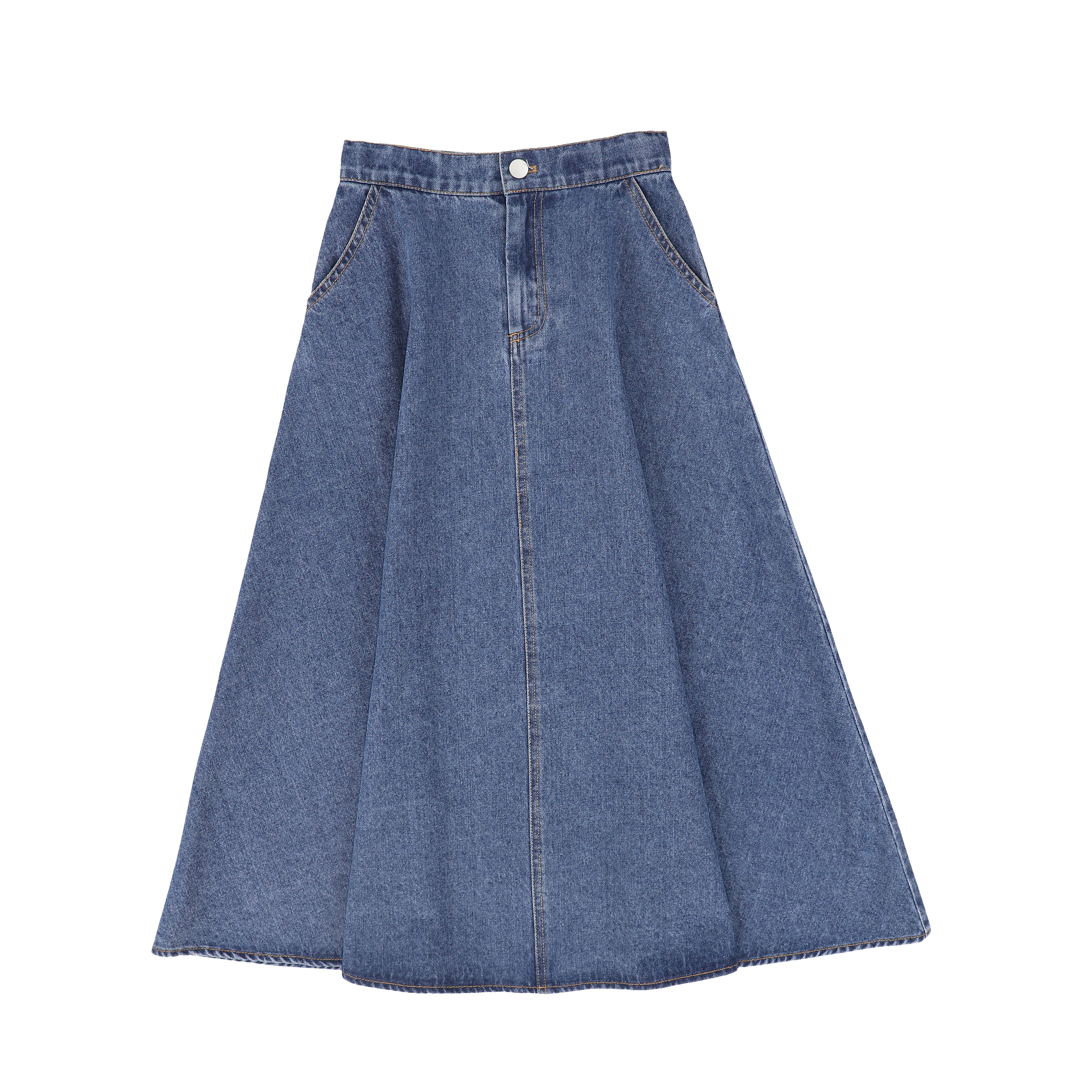 Denim Fly Front Skirt