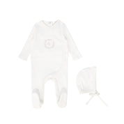 Embroidered wrap trim footie