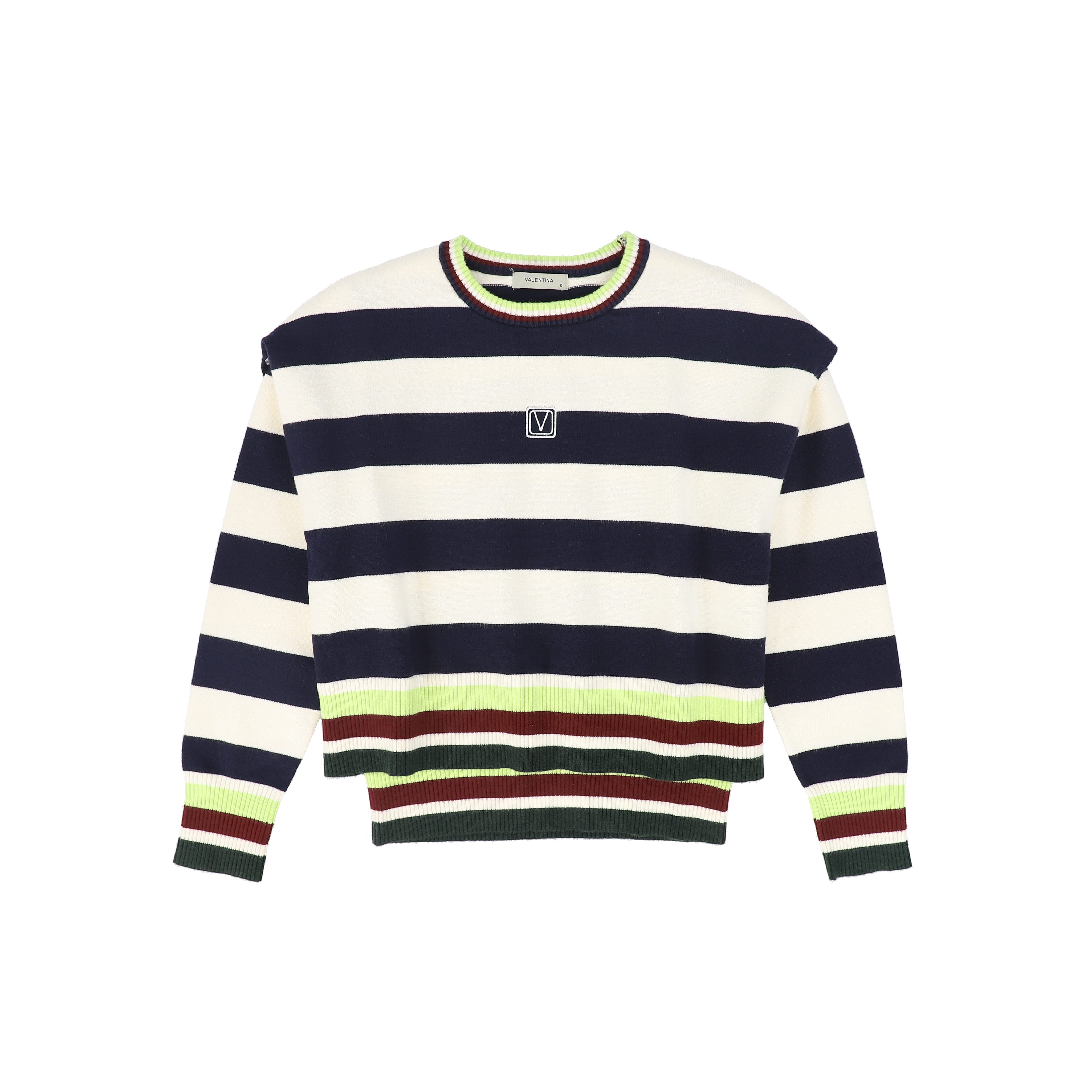 Wide Striped Trimming Sweater