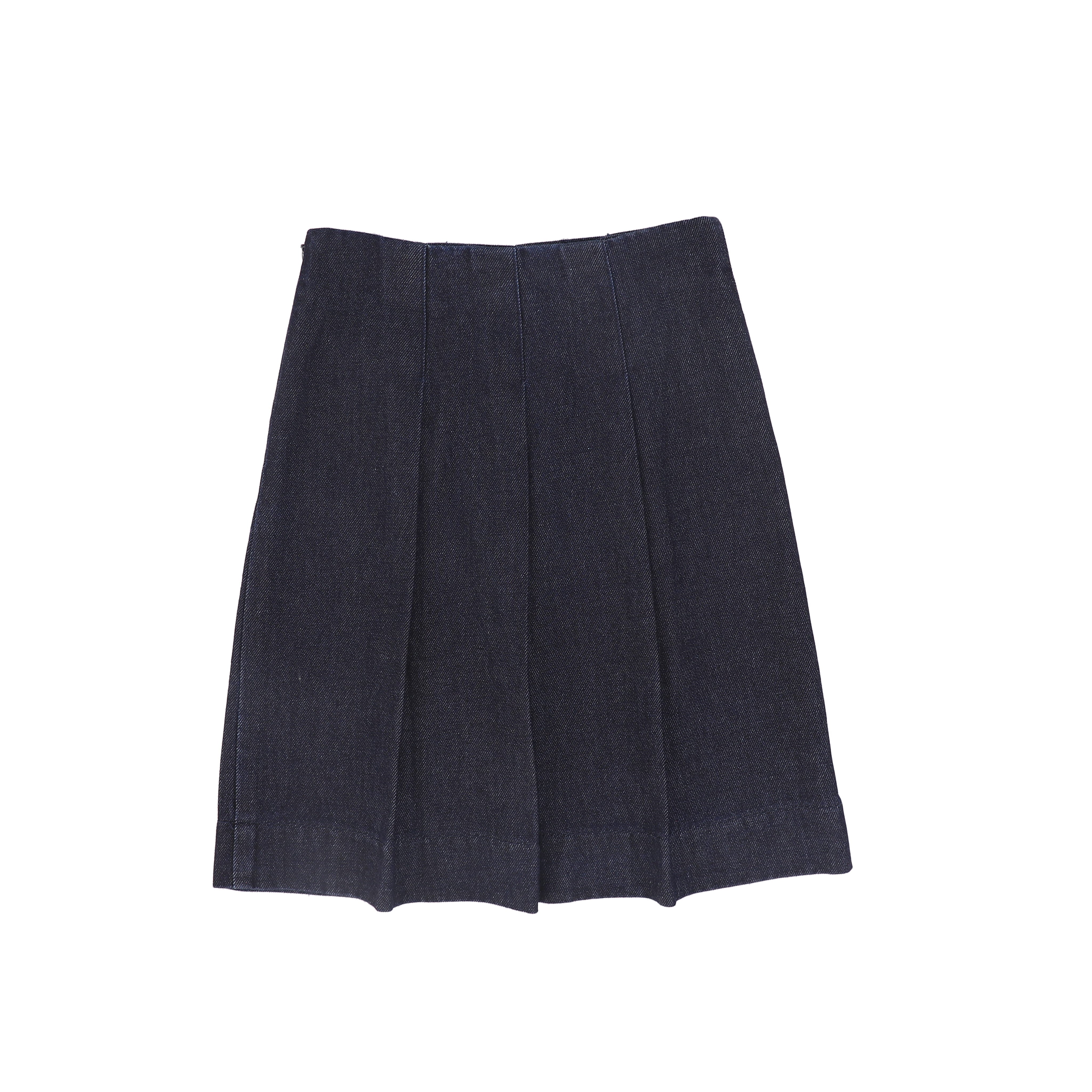 Flat Pleat Denim Skirt
