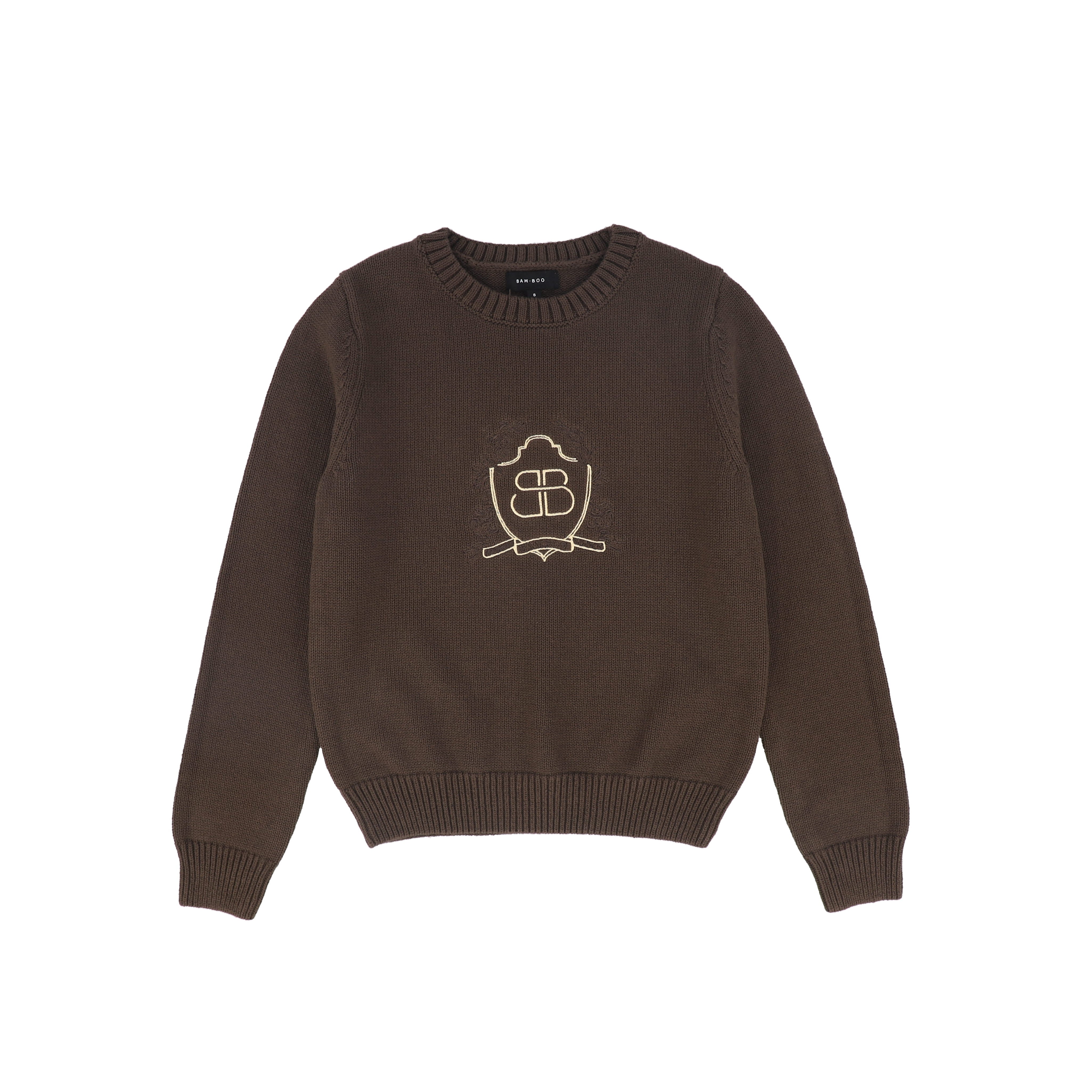 Ribbed Knit Crest Sweater