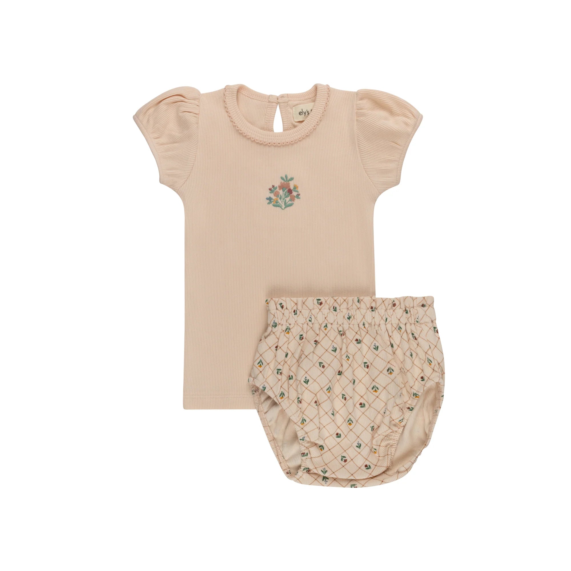 Ribbed Floral Embroidered Set