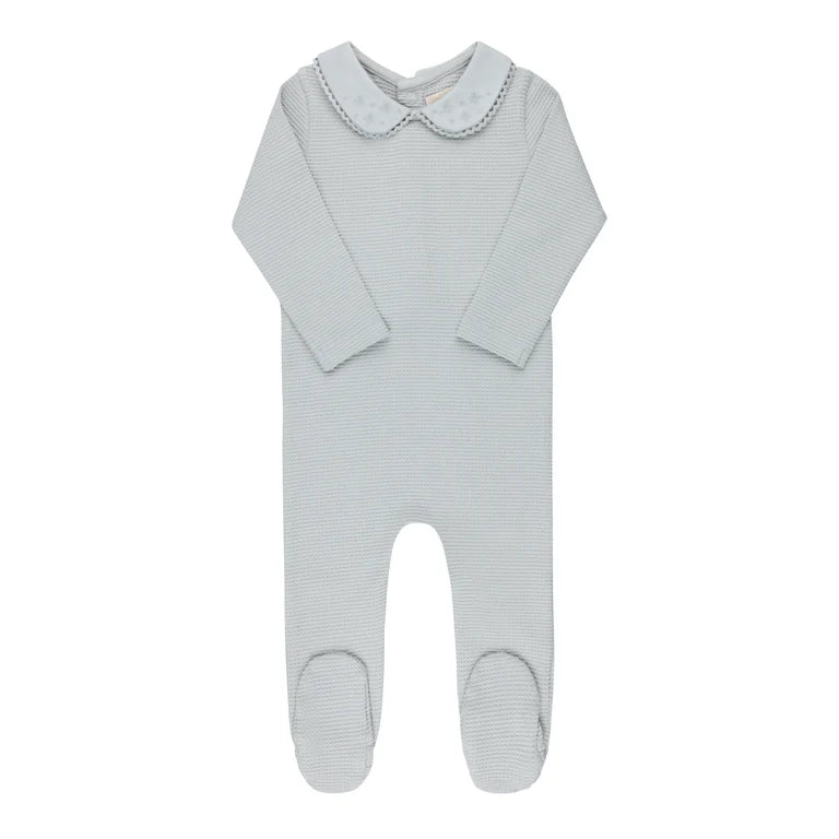Embroidered blue collar footie