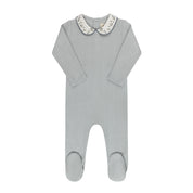 Embroidered Blue Collar  Footie