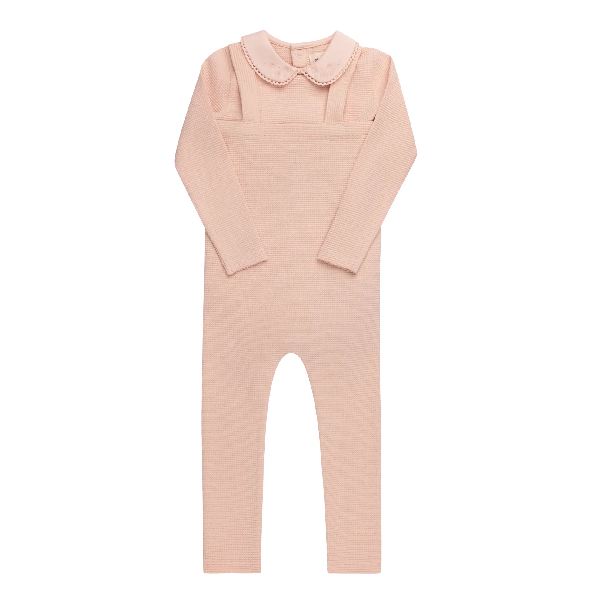 Embroidered collar overalls pink
