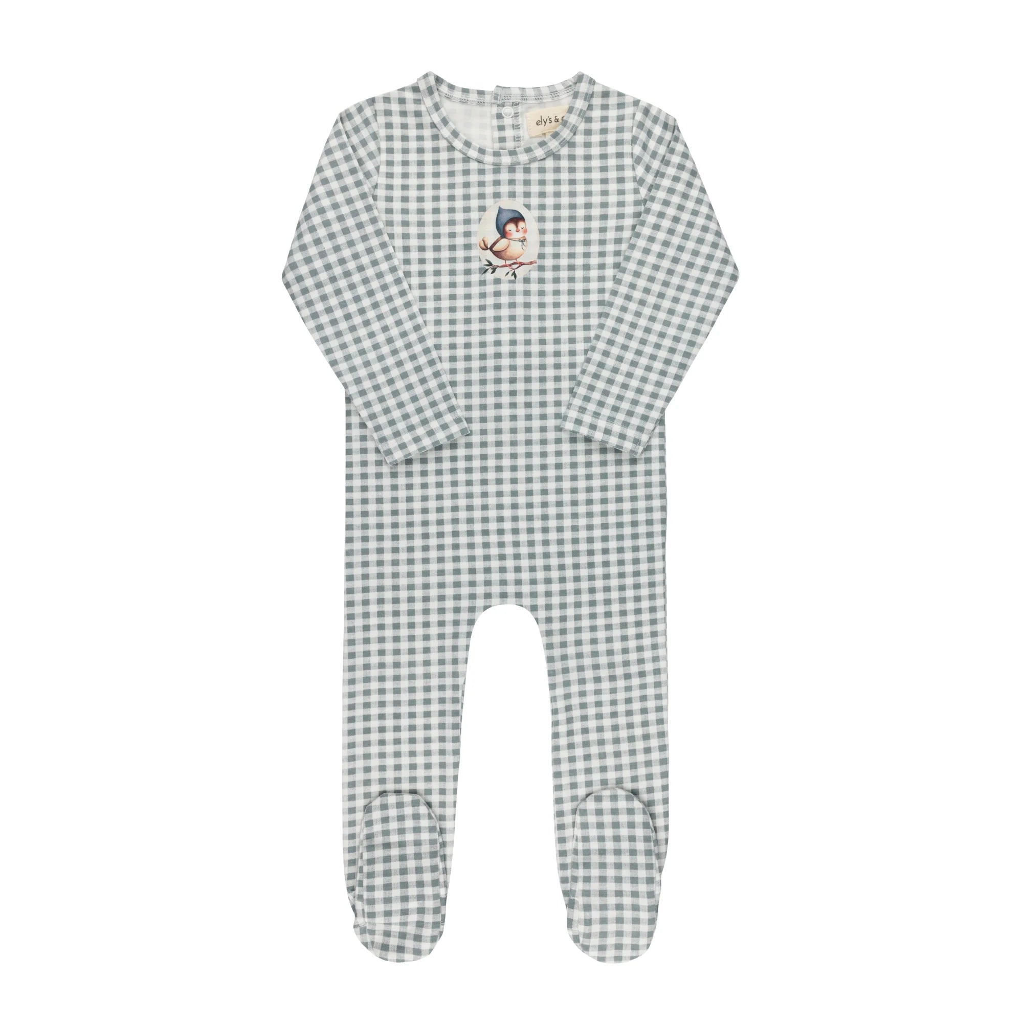Jersey Cotton Owl Gingham Footie