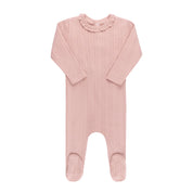 lace trim pointelle pink