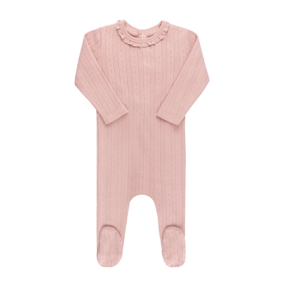 lace trim pointelle pink