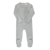 Velour embroidered floral blue footie