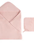 pink hooded towel and washcloth set
