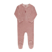 Velour stripe footie