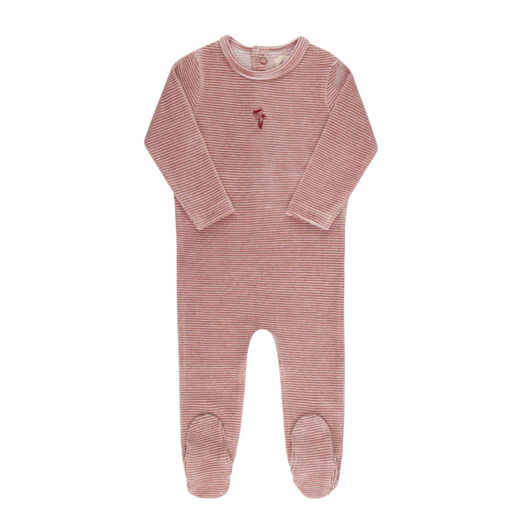 Velour stripe footie