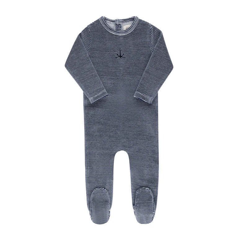 Velour stripe footie
