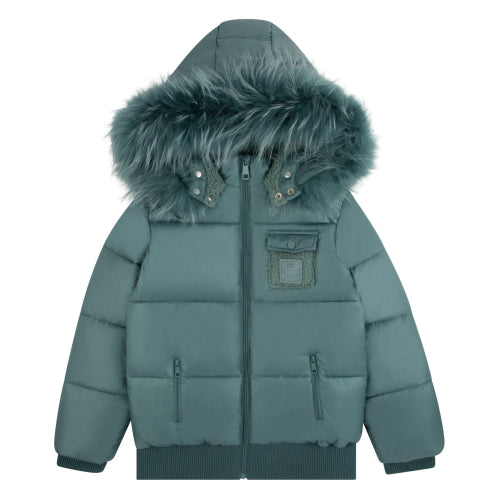 Leather Patch Sherpa Jacket