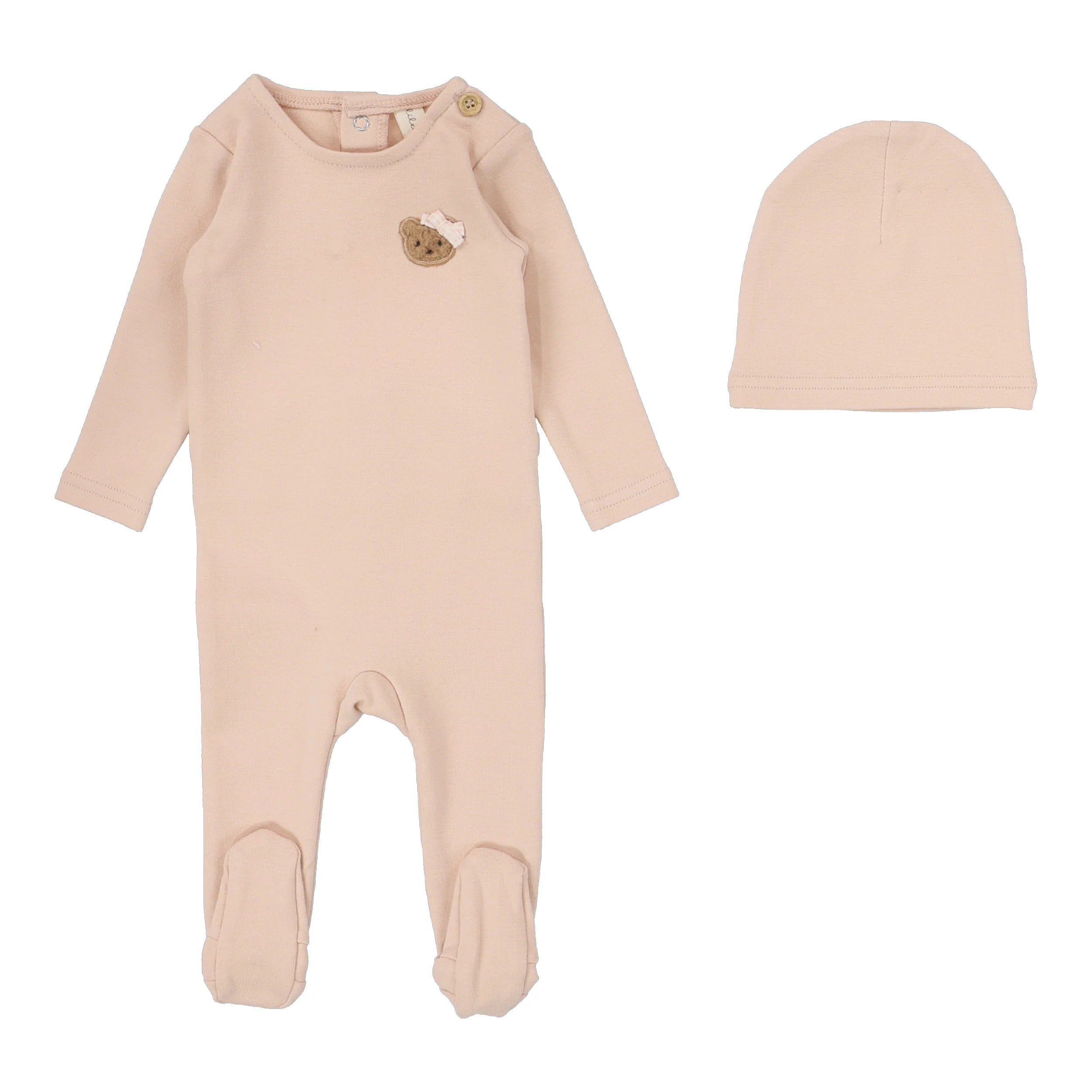 bear applique footie set