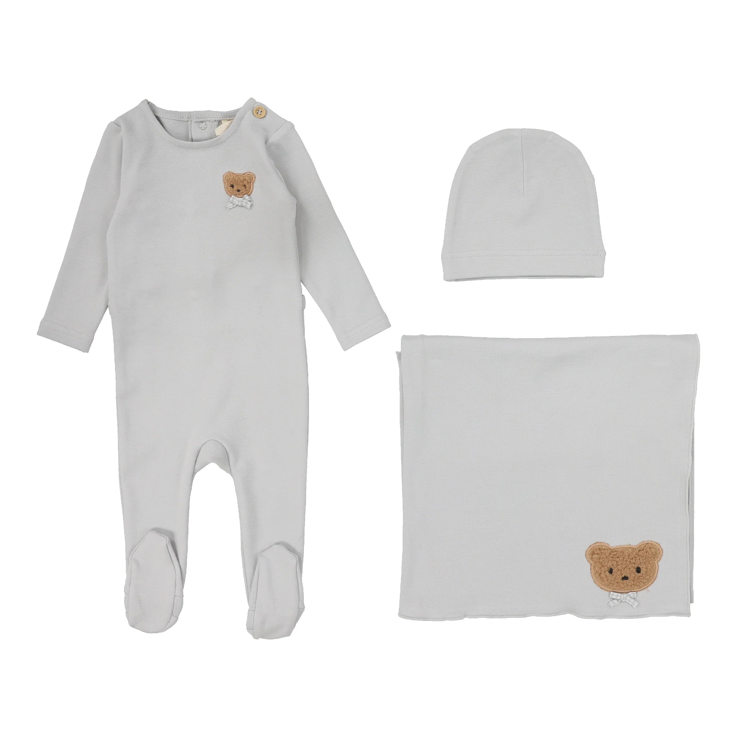 Bear applique layette set