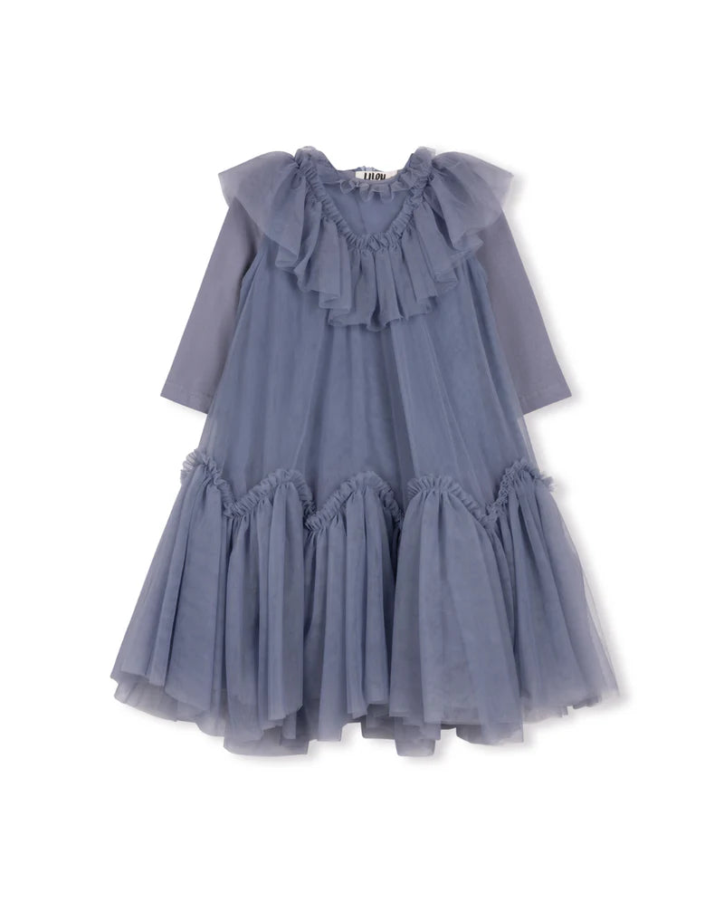 Gathered tulle gown