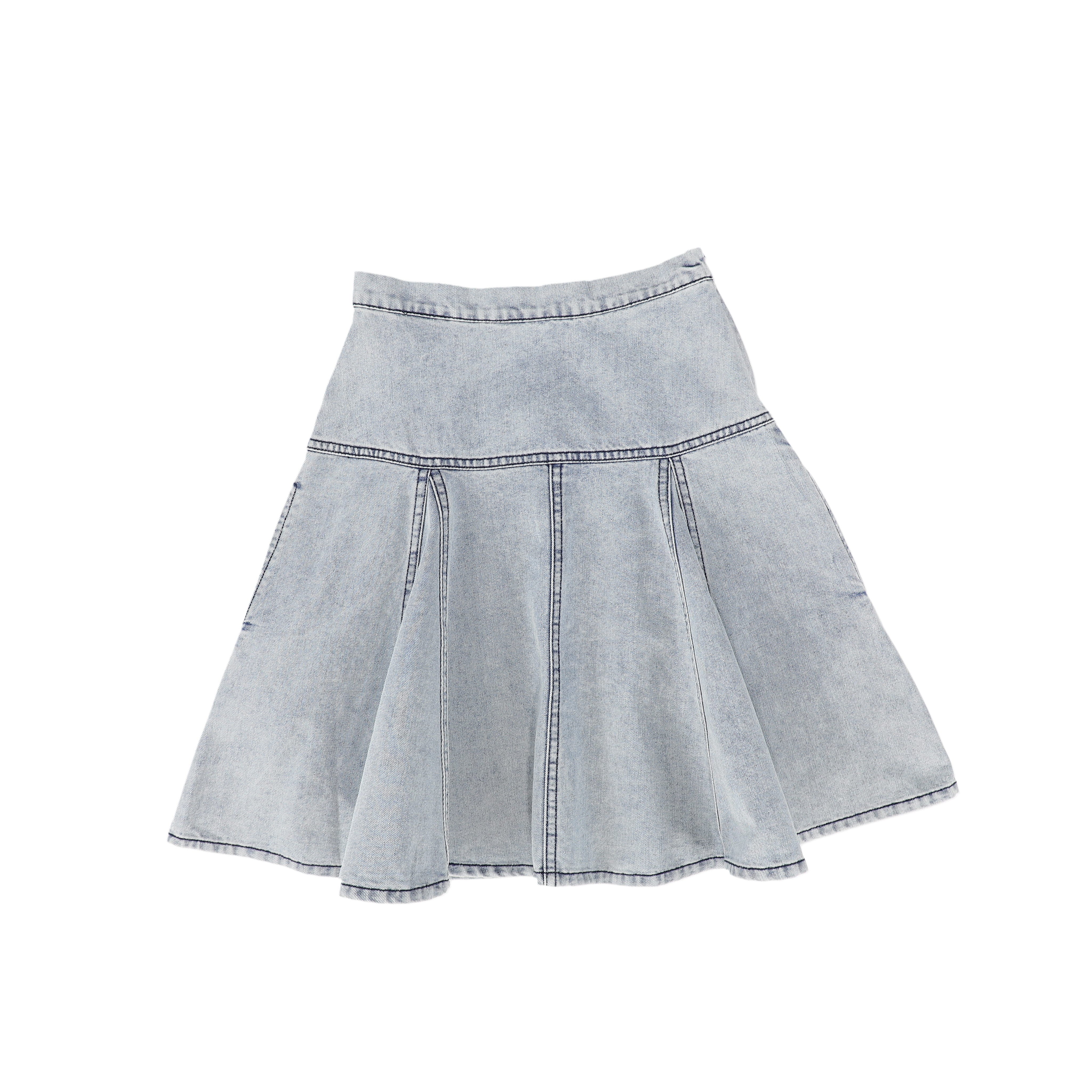 flair denim skirt