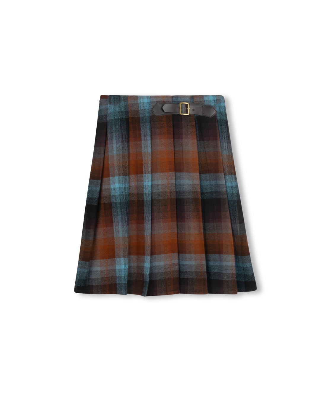 pleated plaid buckle skirt