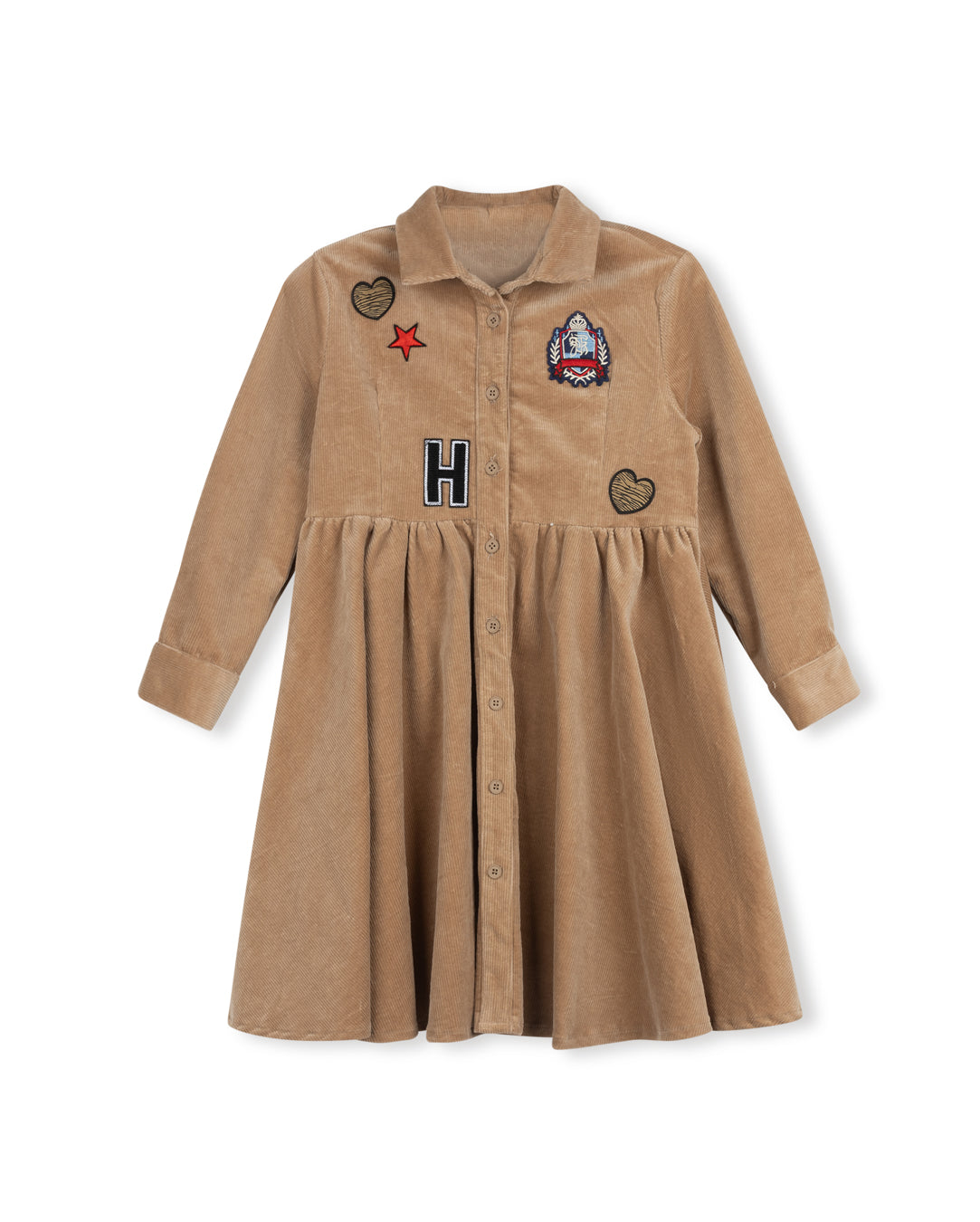Corduroy waisted shirt dress