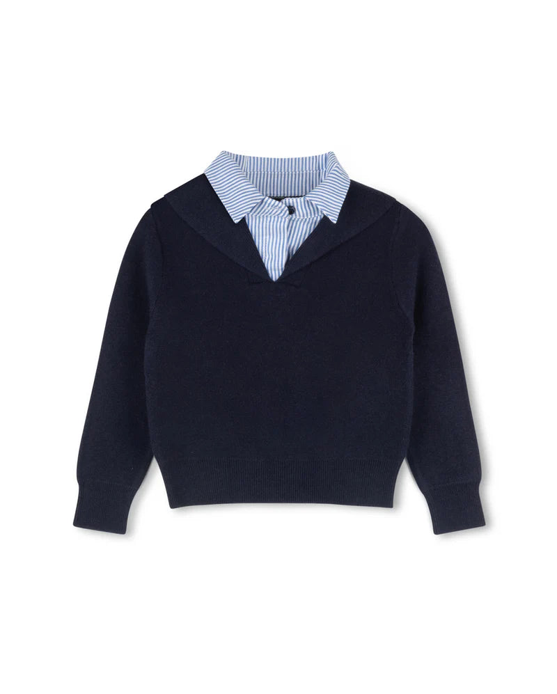 pinstriped collar sweater