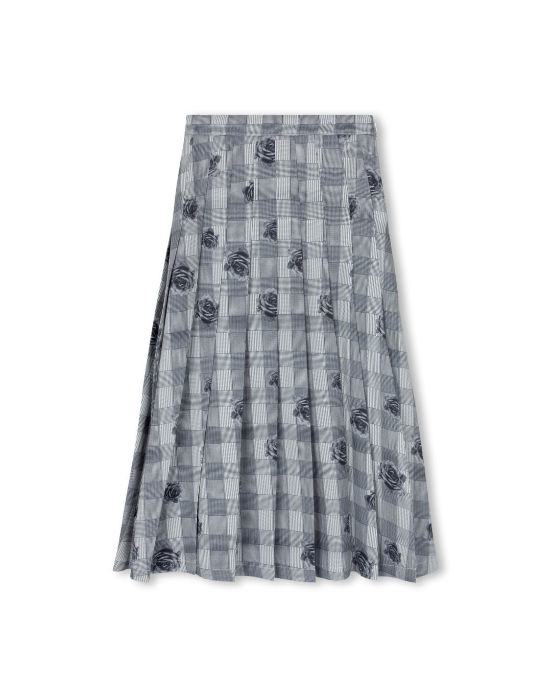 Floral plaid midi skirt