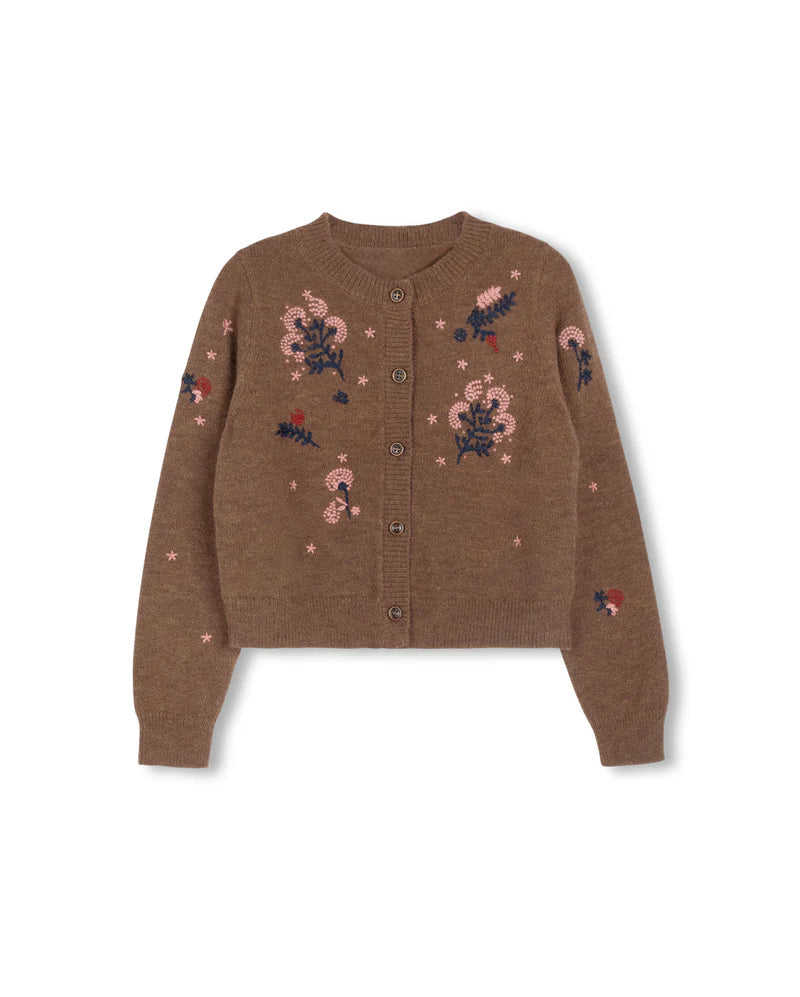 Embroidered knit cardigan