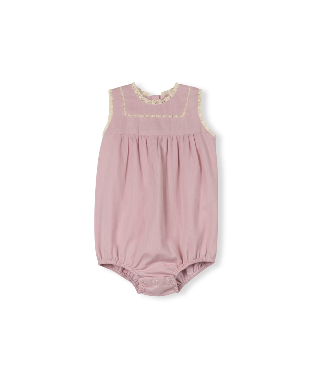 linen lace trim romper