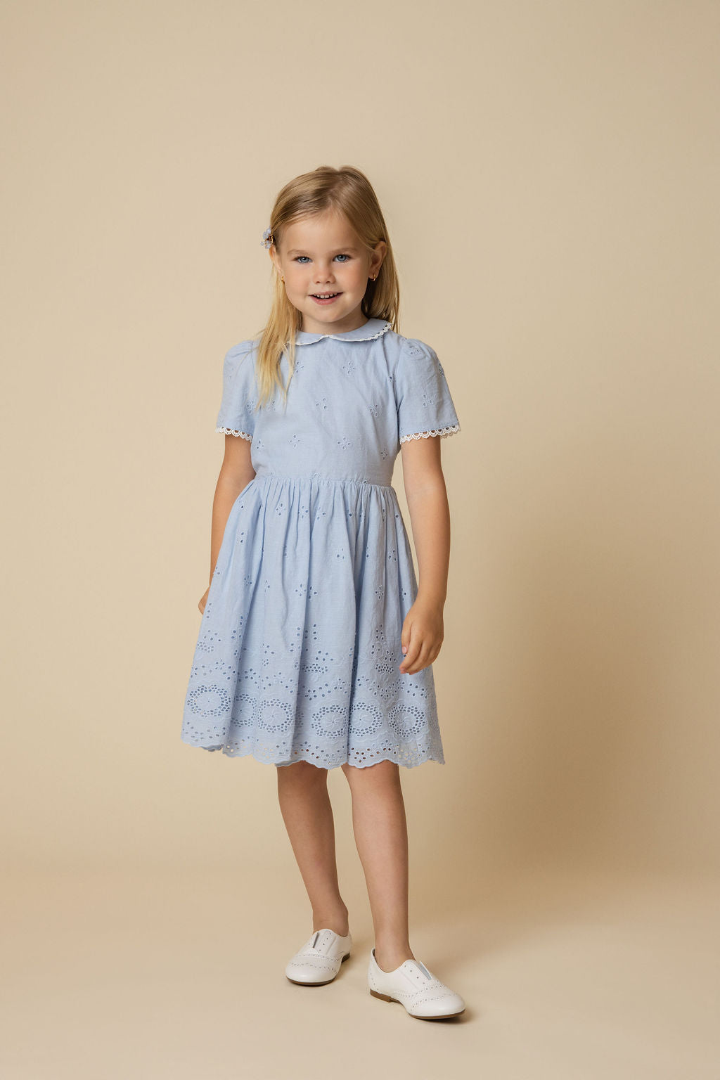 Avery eyelit light blue dress