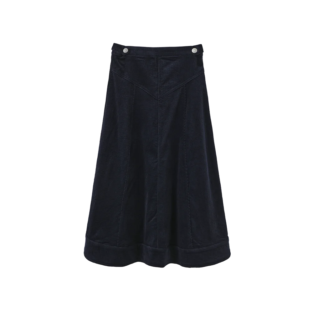 Corduroy V seam Midi Skirt