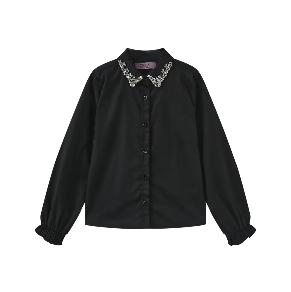 Beaded Collar Trim Blouse