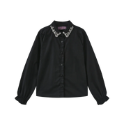 Beaded Collar Trim Blouse