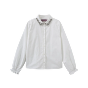 Beaded Collar Trim Blouse