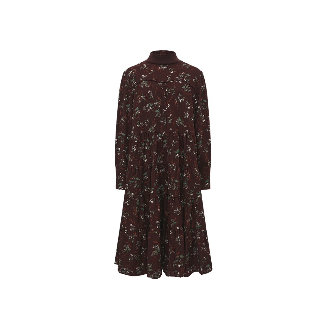 Leaf Printed Tiered Dress