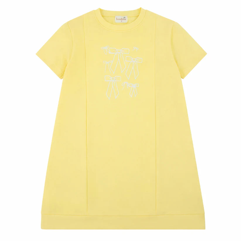 yellow short sleeve dress